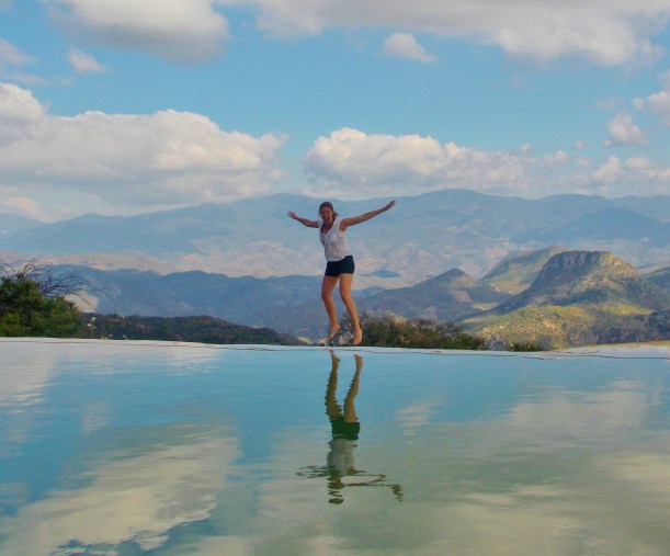 A starjump on the edge of the pool