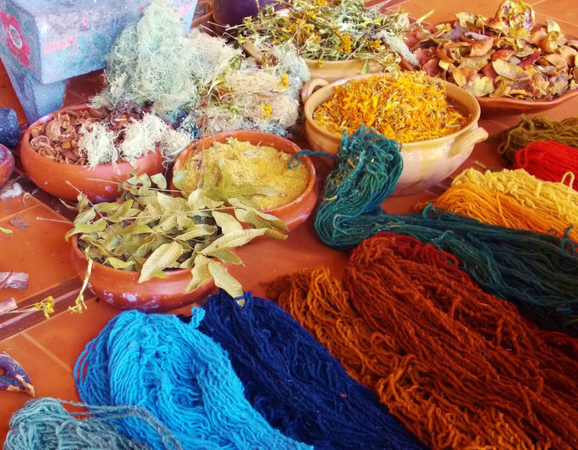 Natural Dyed wool and the ingredients used