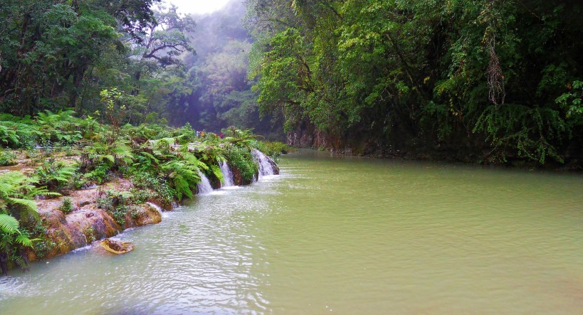 Close up of one of the limestone bridges at Semuc Champey