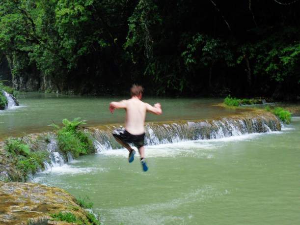 in I go...as you can see, I need to work on the tan still!