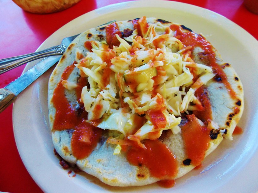 Not the traditional way to dress a Pupusa, but, it looks pretty