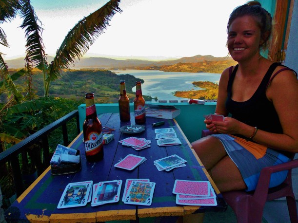 Our view at Hostel Vista de Lago.  We got a better one the next day!